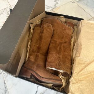 Fry Kate Pull-On Brown Suede Knee-High Boots